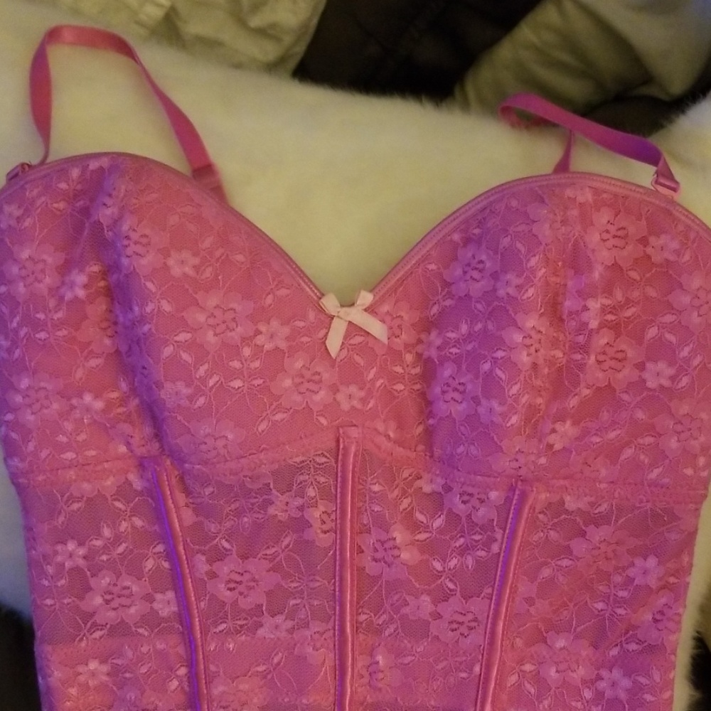Pink corset.